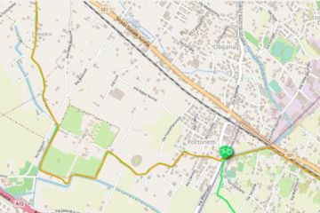 Tratto della Via Francigena nel territorio della Città di Luni con indicata la variante mare (Tappa B12)